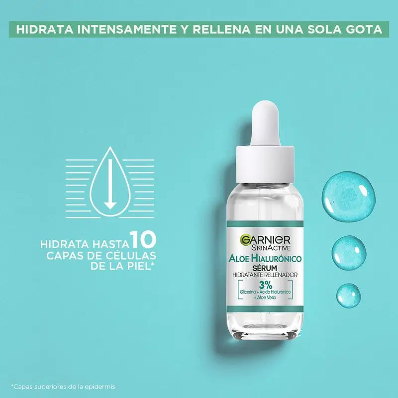 Garnier Skin Active Garnier Aloe Hyaluronic Sérum Hidratante Repositor com 3% de Glicerina + Ácido Hialurónico + Aloé Vera.