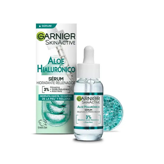 Garnier Skin Active Garnier Aloe Hyaluronic Sérum Hidratante Repositor com 3% de Glicerina + Ácido Hialurónico + Aloé Vera.