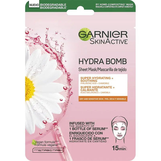 Garnier Skin Active Mask Tissu Hydra Bomb Hidratante Suavizante com Ácido Hialurónico e Camomila