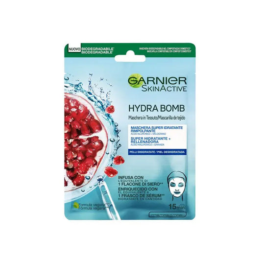 Garnier Skin Active Mask Tissu Hydra Bomb Revitalising Moisturising Mask with Hyaluronic Acid and Antioxidant Pomegranate