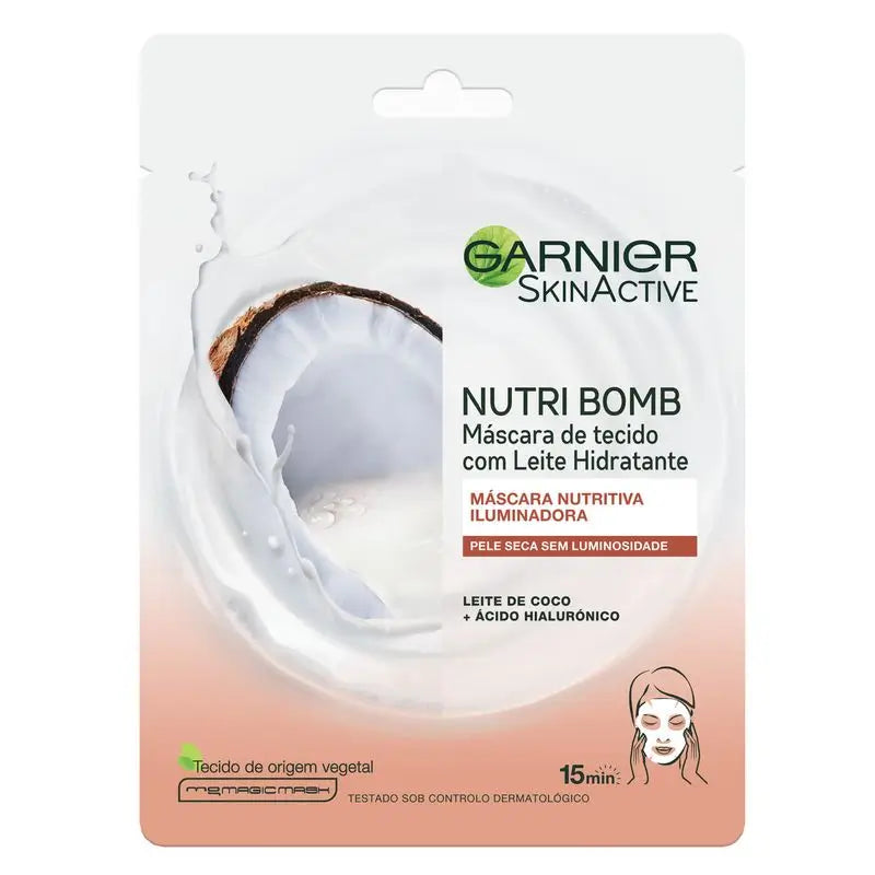 Garnier Skin Active Nutri Bomb Milky Mask Máscara Láctea Iluminadora com Leite de Coco e Ácido Hialurónico para peles secas e sem brilho