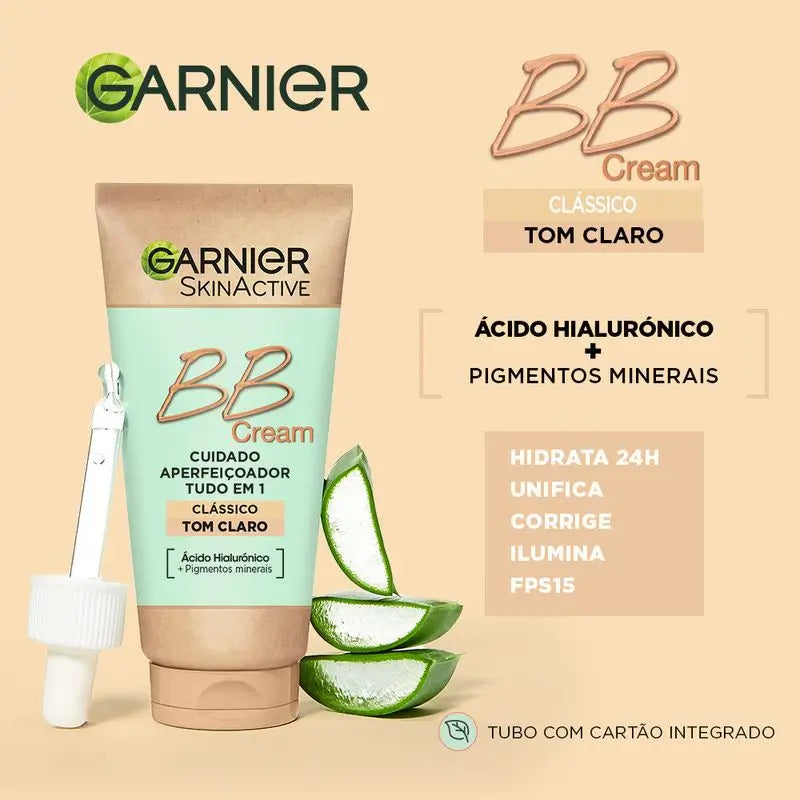 arnier Skinactive Classic Light Tone BB Cream com Ácido Hialurónico, Aloé Vera e Pigmentos Minerais SPF15 , 50 ml