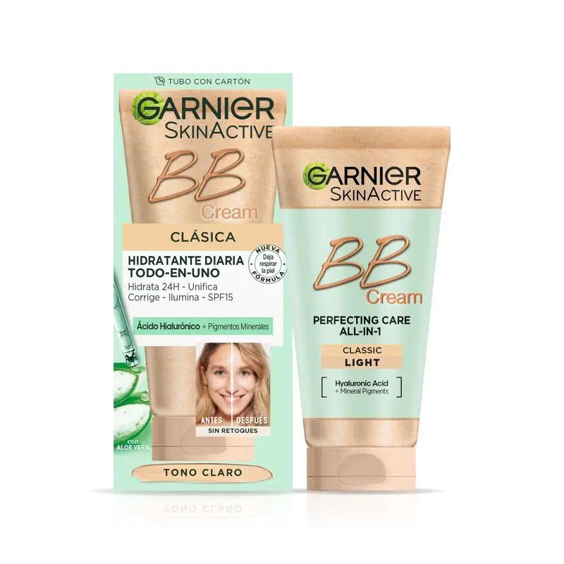 arnier Skinactive Classic Light Tone BB Cream com Ácido Hialurónico, Aloé Vera e Pigmentos Minerais SPF15 , 50 ml