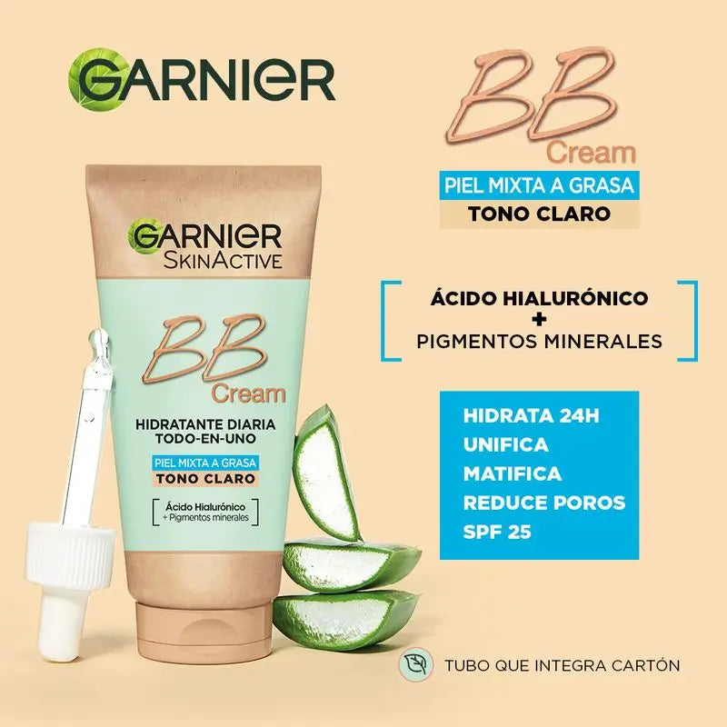 Garnier Skinactive Creme BB matificante para peles mistas a oleosas de tons claros a médios com SPF 25. 50 ml