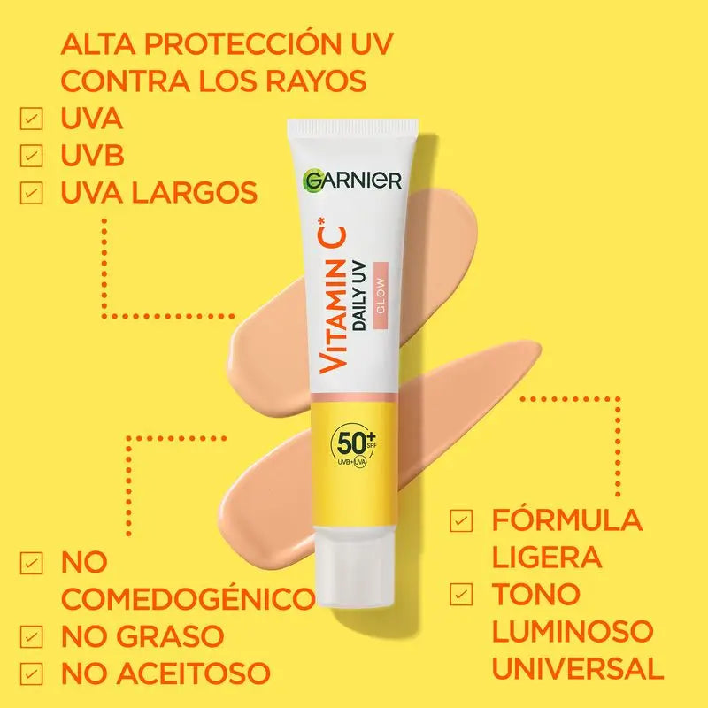 Garnier Garnier Brilhante Completo Garnier Vitamina C Fluido Anti-Manchas Anti-UV Efeito Brilho Diário Fps50+, 40 Ml