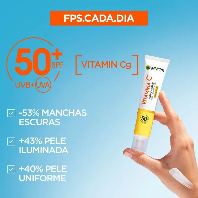 Garnier Garnier Brilhante Completo Garnier Vitamina C Fluido Anti-Manchas Anti-UV Diário Invisível Fps50+, 40 Ml