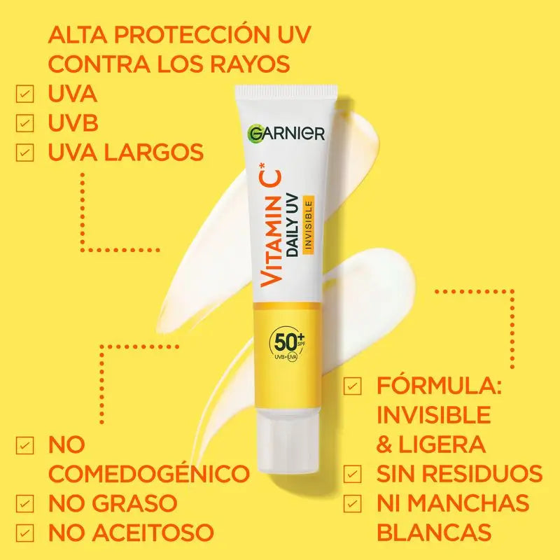 Garnier Garnier Brilhante Completo Garnier Vitamina C Fluido Anti-Manchas Anti-UV Diário Invisível Fps50+, 40 Ml