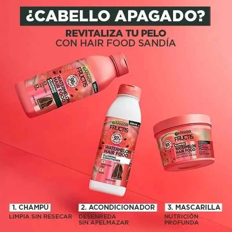 Garnier Fructis Hair Food Condicionador Revitalizante Melancia Para Cabelos Sem Vida e Sem Brilho 350 Ml