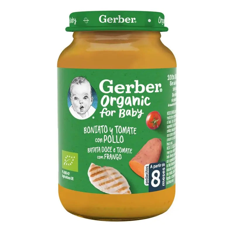 Gerber Organic Batata-doce Orgânica Tomate Galinha, 190 g