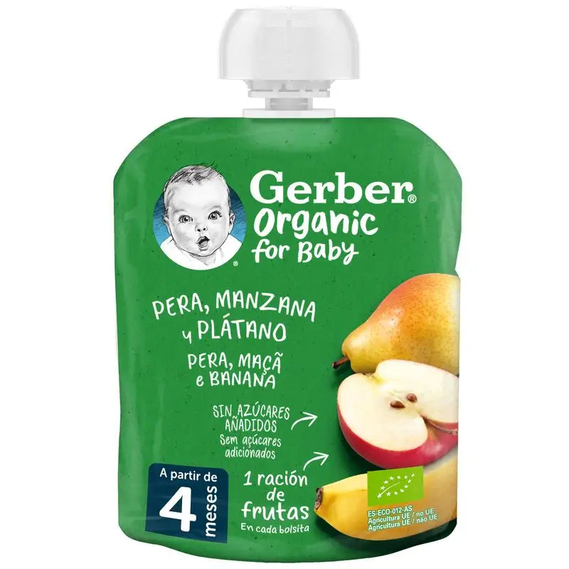 Gerber Pouch Bio Pera, Manzana, Plátano 7x90 Gr