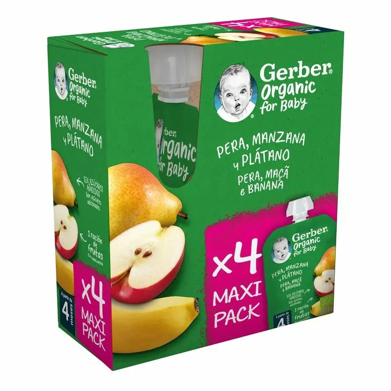 GERBER Pouch Organic Multipack Pêra, Maçã, Banana