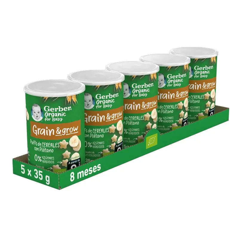 Snacks de Cereais de Banana Orgânicos Gerber , 35g x 5 unidades