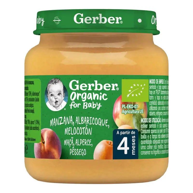 Gerber Maçã Orgânica, Damasco e Pêssego, 125g