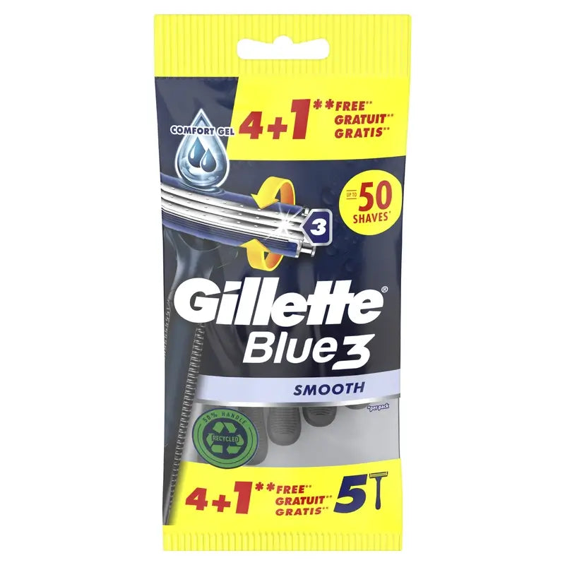 Gillette Blue3 Smooth Navalhas descartáveis para homem , 5 unid.