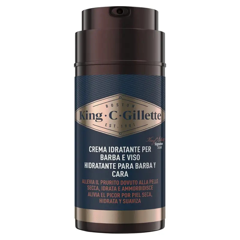 Creme Hidratante para Rosto e Barba King C. Gillette Men's, Vitamina B, 100 Ml