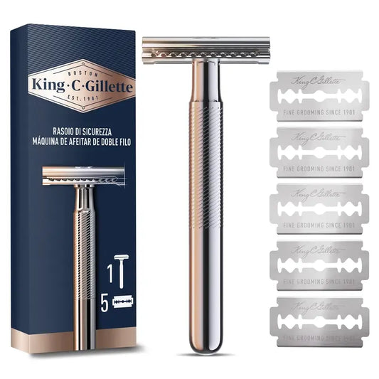 Gillette King C. Lâmina de barbear de dois gumes + 5 lâminas