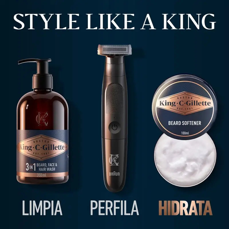 Pack Presente Gillette King C. Beard 1 Gel de Limpeza 350Ml + 1 Bálsamo 100Ml + Estojo de Higiene Pessoal