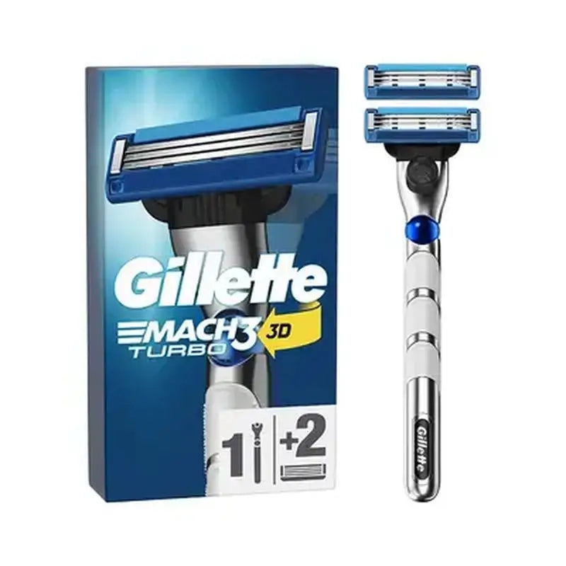 Navalha de barbear para homem Gillette Mach3 Turbo + 2 recargas