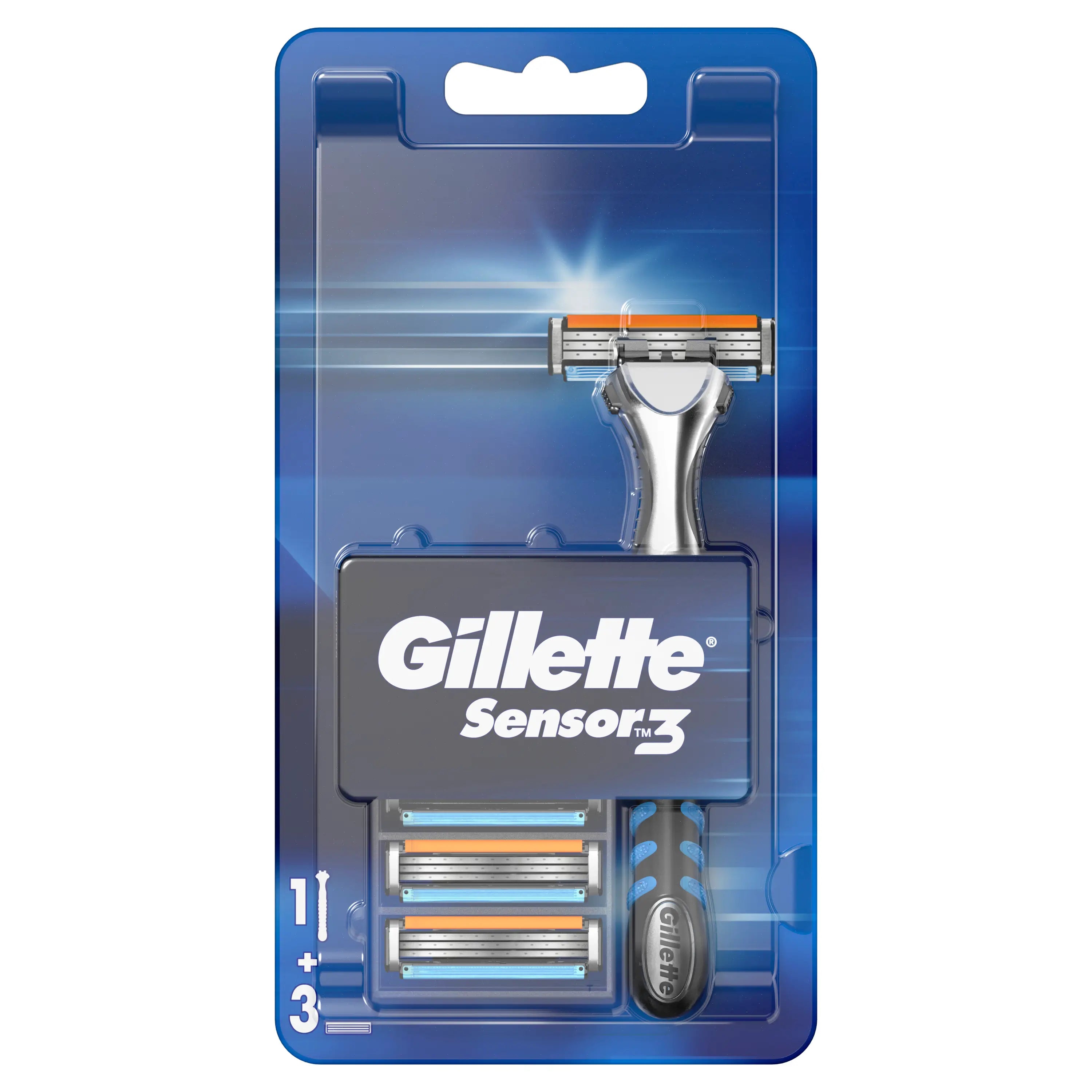 Navalha de barbear para homem Gillette Sensor3 , 3 peças.