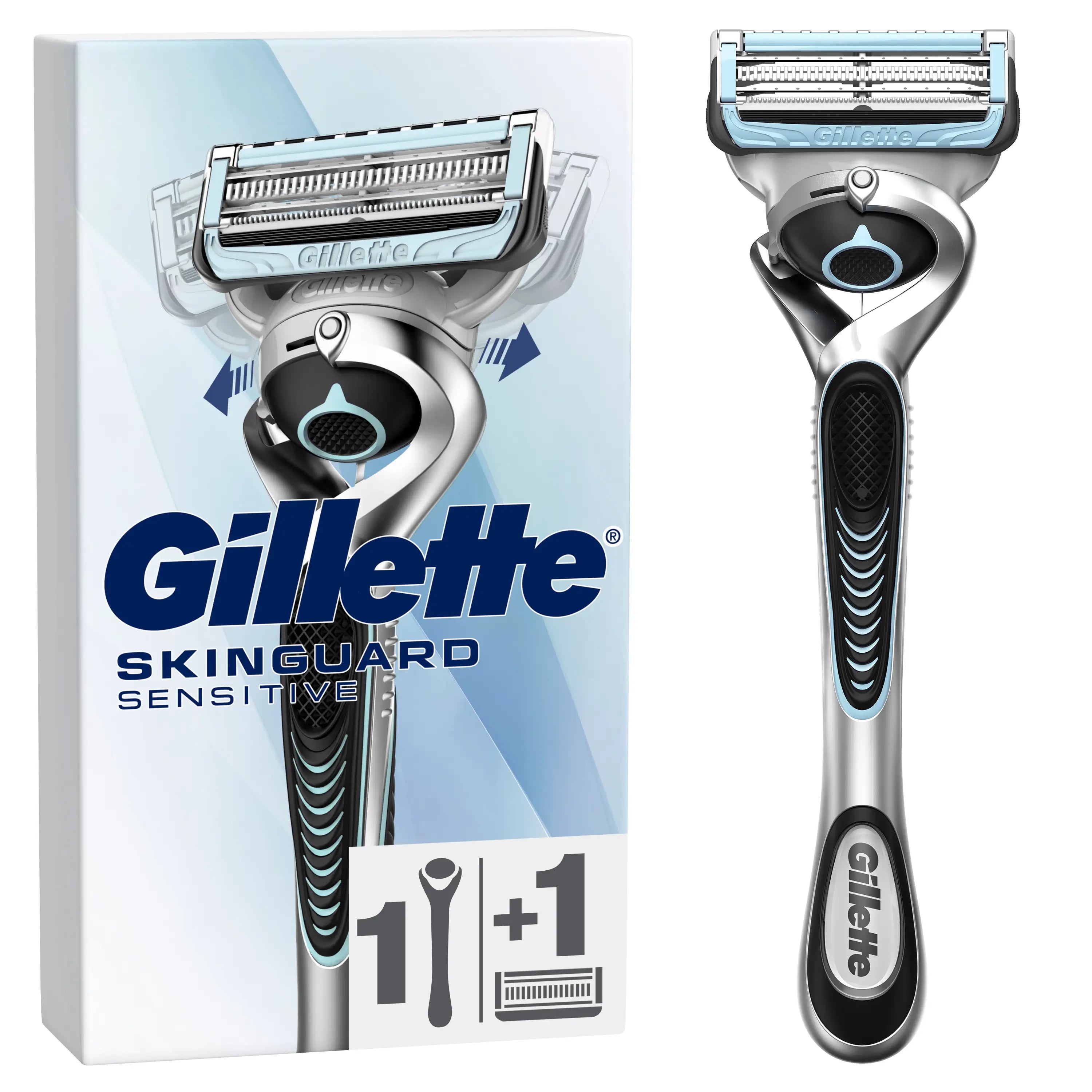 Gillette Skinguard Sensitive Flexball Razor , 1 cabo + 1 recarga