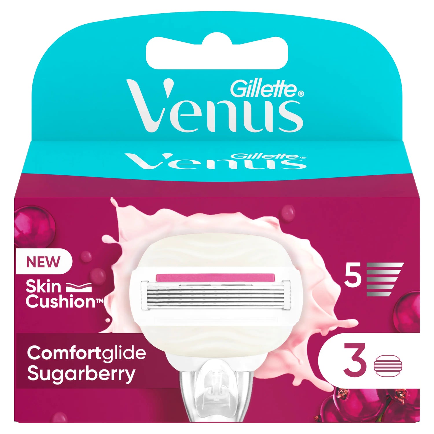 Gillette Venus Comfortglide Sugarberry com Olay , 3 unid.