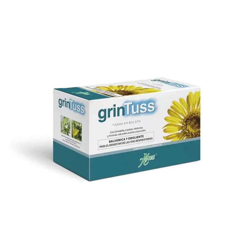 Aboca Grintuss Tisana Tosse Seca e Alívio da Tosse Produtiva, Hidratante e Eliminação de Muco, 20 sacos