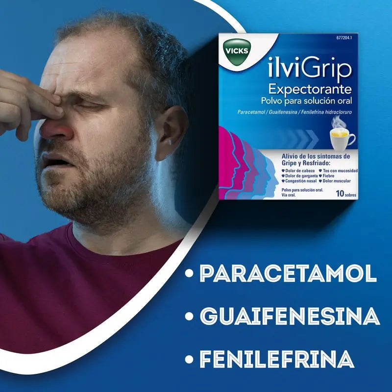 Ilvigrip Pó expetorante para solução oral, 10 saquetas