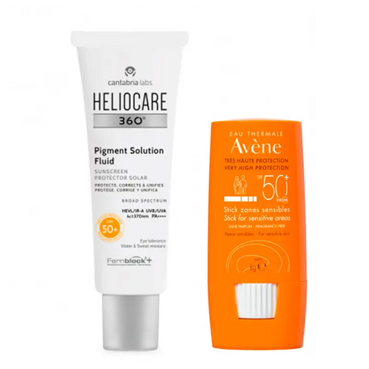 Heliocare 360º Pigment Solution Fluid Spf50+, 50 Ml + Avene Stick Solar Spf 50+ Zonas Sensíveis 8 Gr