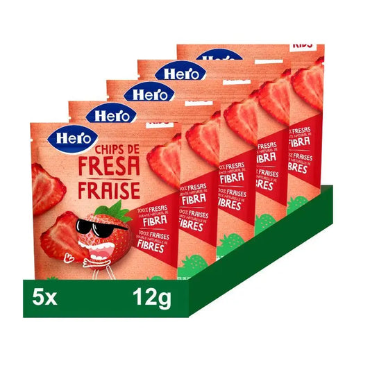 Hero Baby Pack Snack Kids Batatas fritas de morango , 5 X 12 gramas