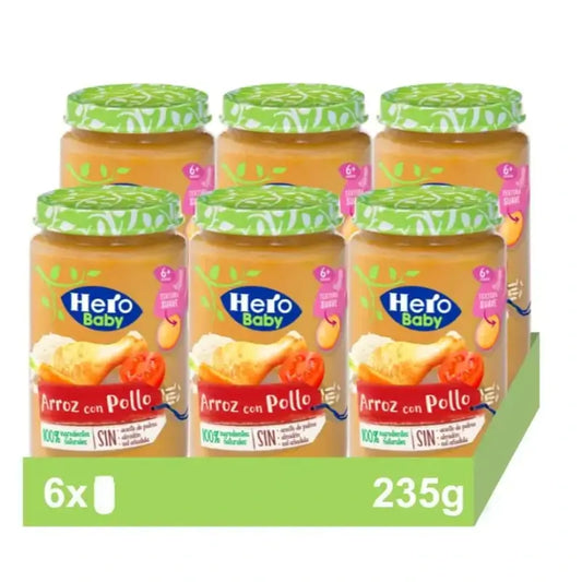 Hero Baby Pack Arroz e Galinha Pudim de Arroz, 6 x 235 gramas