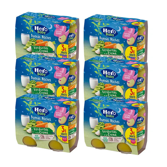 Hero Baby Pack Bn Frasco de creme de legumes, 6 X 2X190 Gr