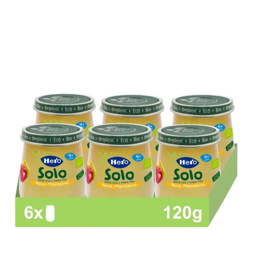 Hero Baby Pack Eco Pear & Apple Solo Jar, 6 x 120 gramas