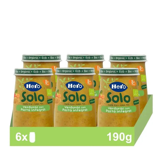 Hero Baby Pack Eco Pack Só Vegetais com Massa Integral, 6 x 190 g