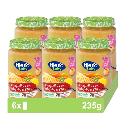 Hero Baby Pack Torta de legumes com delícias de peru, 6 x 235 gramas