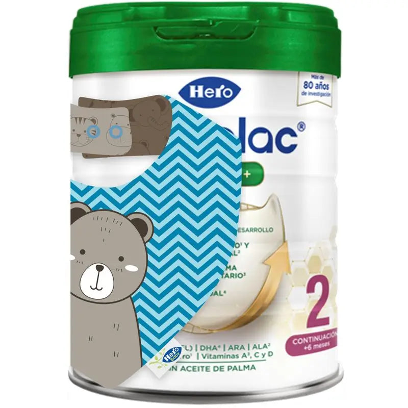 Hero Baby Pedialac Leite 2 Biberões, 800 Gr + Conjunto de oferta de babete