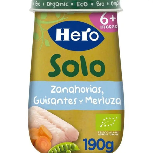 Hero Baby Eco Hero Solo Frasco de cenoura, ervilha e pescada, 190g