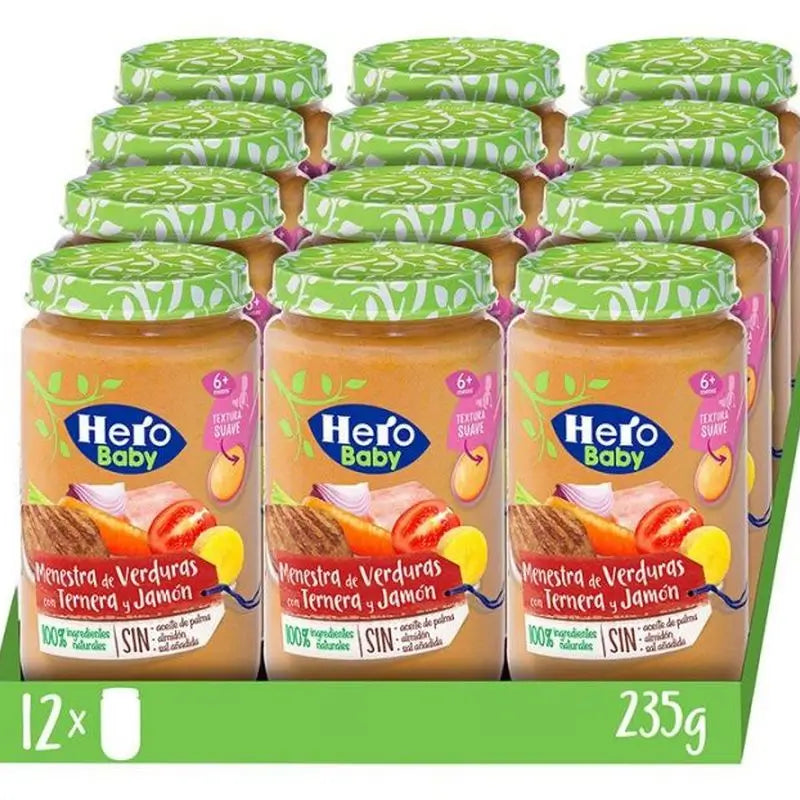 Hero Baby Hero Baby Guisado de legumes com carne e fiambre, 235g 12