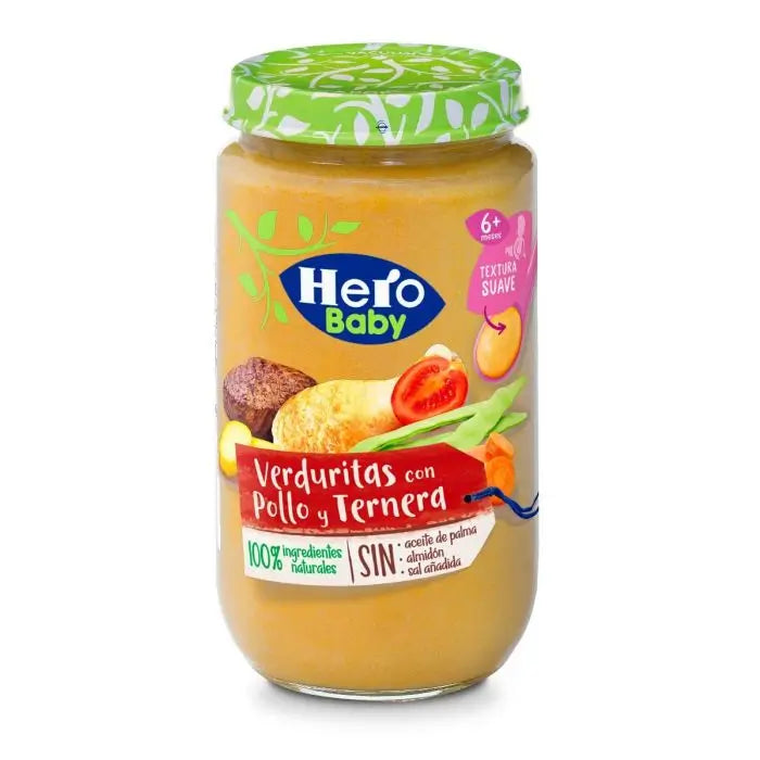 Hero Baby Frasco de legumes com frango e carne de vaca, 235g