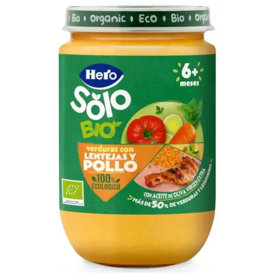 Hero Baby Eco Frasco Só Vegetais com Lentilhas e Frango ECO +6m 190g