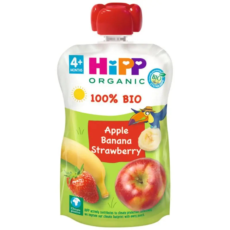 Hipp  Pouches De Manzana Plátano Y Fresa Bio, 100 G