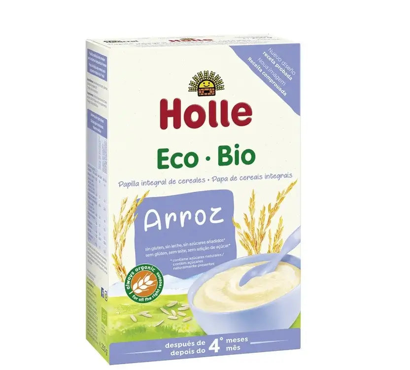 Holle Papilla Cereais de arroz integrais biológicos sem glúten 4 meses, 250G