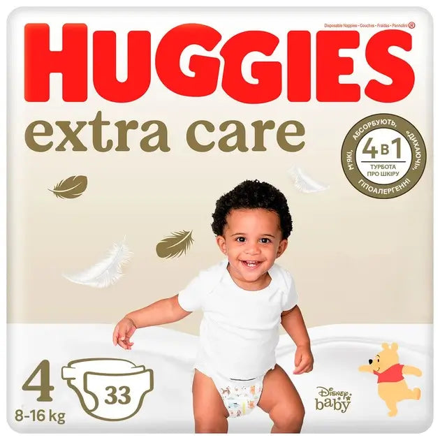 Fralda Huggies Extra Care Tamanho 4 (8-14Kg) , 33 unidades.