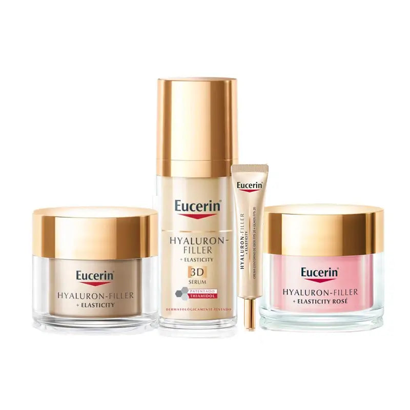 Eucerin Hyaluron-Filler Pack + Sérum Elasticidade, Creme de Noite, Creme de Dia Rosé Fp30 & Creme de Olhos