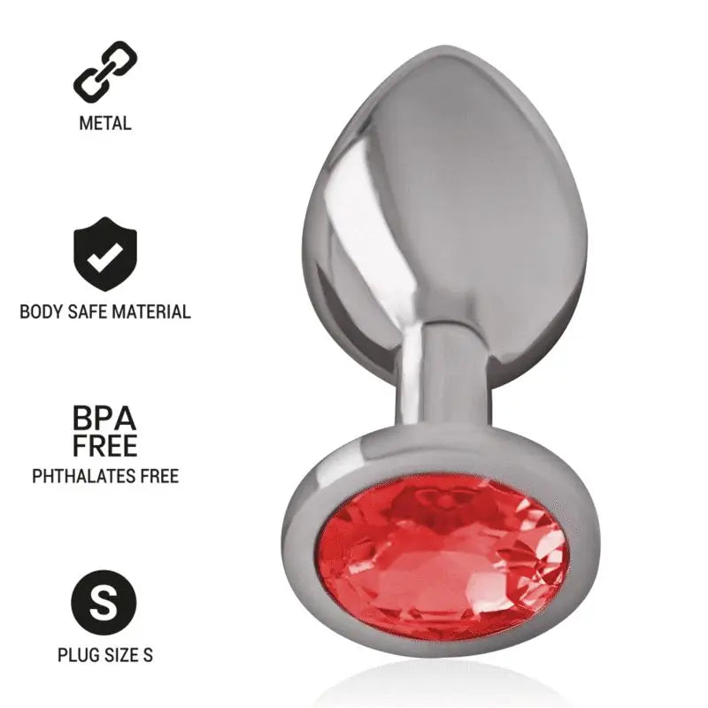 Intense Plug Anal Metal Aluminio Con Cristal Rojo Talla S 