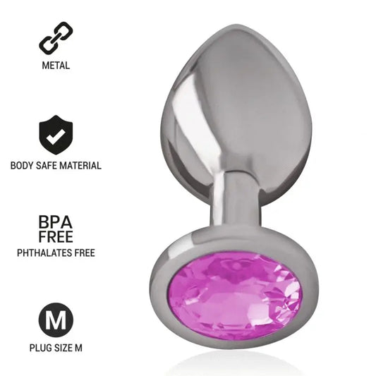 Intense Plug Anal Metal Aluminio Con Cristal Rosa Talla M 