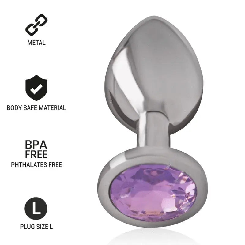 Intense Plug Anal Metal Aluminio Con Cristal Violeta Talla L 