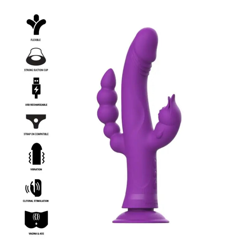 Intense Toys Casanova Vibrador Rabbit Silicona Triple Motor Morado