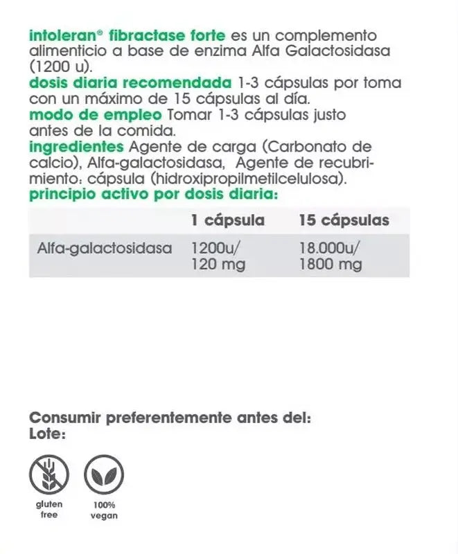 Intoleran Fibractase Forte Suplemento Alimentar , 36 cápsulas