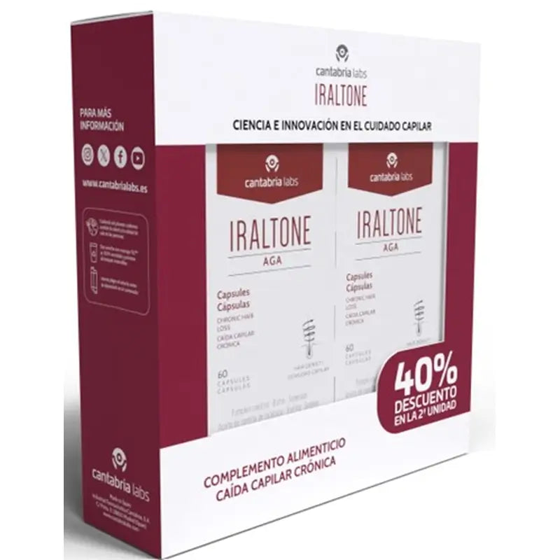 Iraltone Duplo Aga Hair Loss Treatment, 120 cápsulas