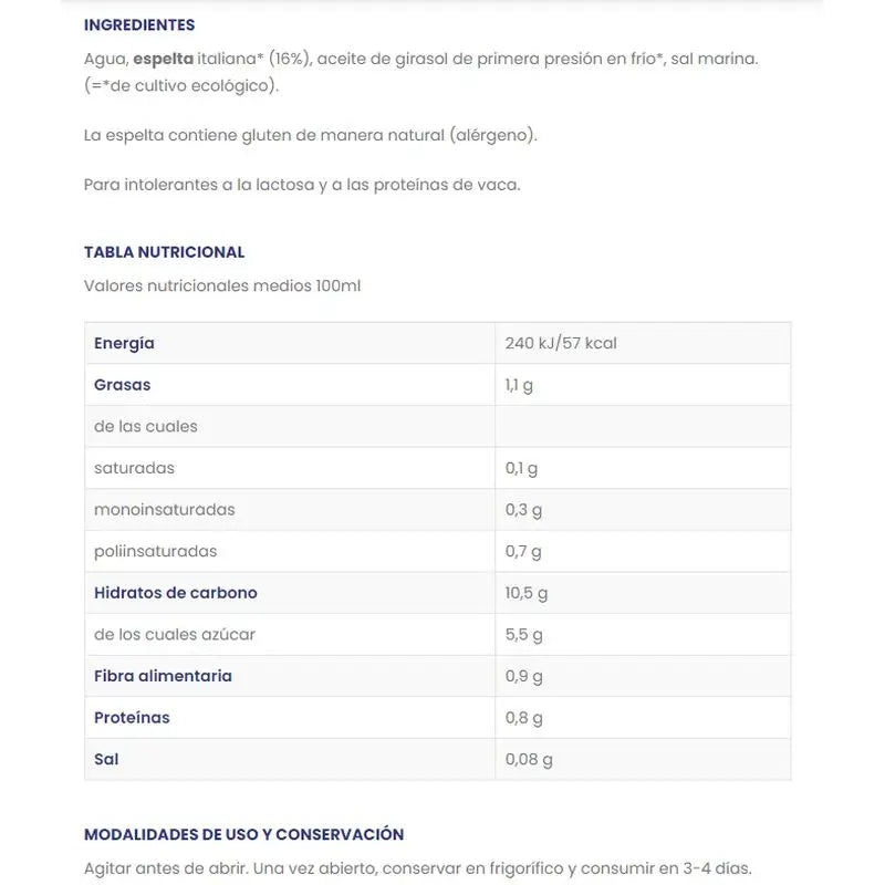 Bebida de espelta biológica Isola Bio, 1 litro